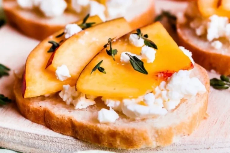 Peach cheese appetizer on bread
