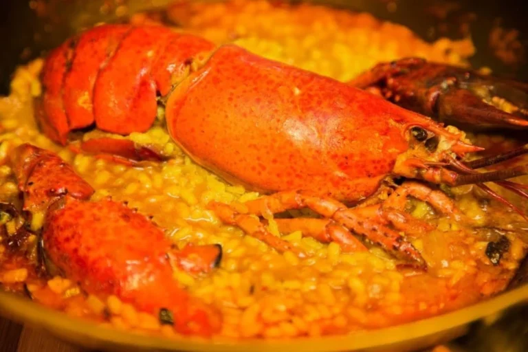 Spanish Lobster with rice in a pan